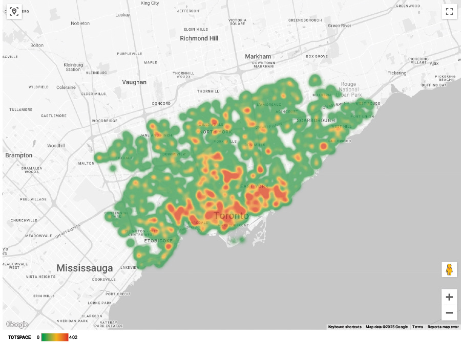 2025 Total Child Care Spaces Heat Map